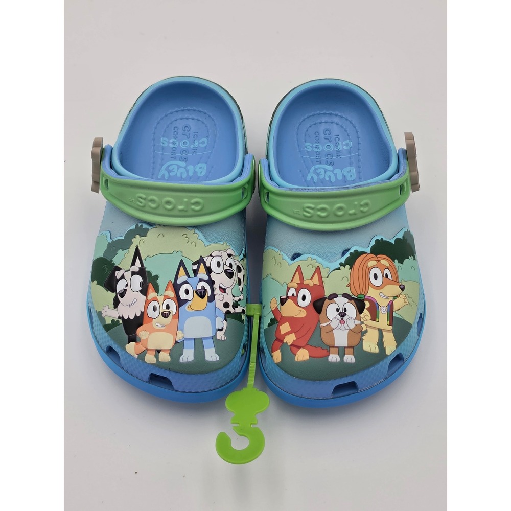 Crocs Bluey Classic Clog Kids Blue Green Character Shoes C10, NWOT